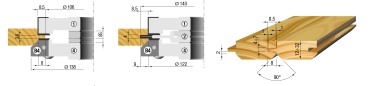 Wendeplatten Nut-und Federfräser-Set 140x-x30xZ=2+4+4+2 V=12